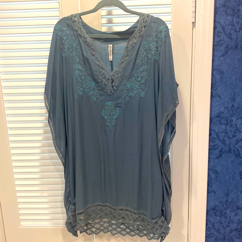 Cute size medium blue cotton casual dress or swimsuit coverup.
